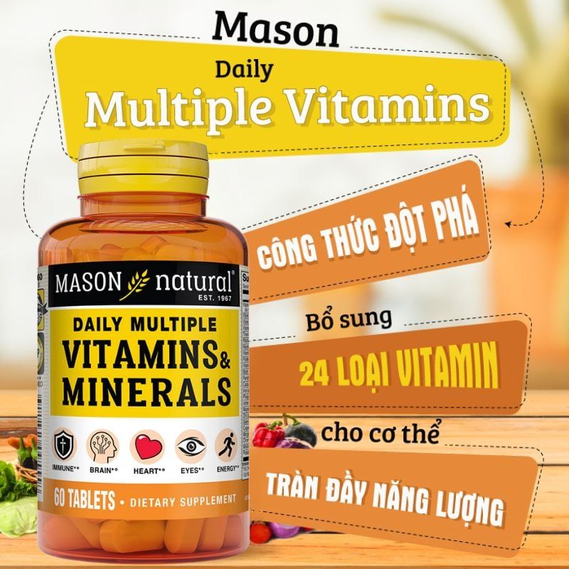 Mason Natural Daily Multiple Vitamins With Minerals - Bổ Sung Vitamin Và Khoáng Chất Cho Cơ Thể Khoẻ Mạnh