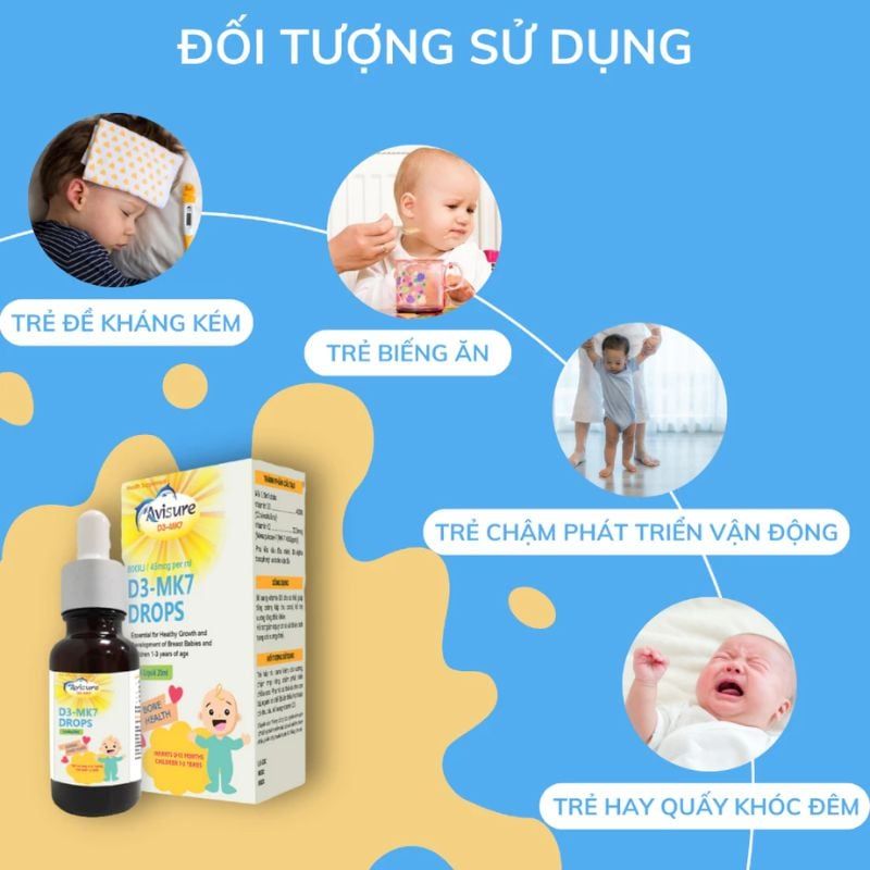 Vitamin D3K2 Avisure Drops 20ml - Bí Quyết Giúp Xương Chắc Khoẻ Cho Trẻ Từ 0 Tháng Tuổi