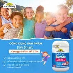 Kids Smart Bursts High DHA Trio - Kẹo Dẻo Bổ Sung DHA và EPA Cho Trẻ Phát Triển Trí Não và Thị Lực, Hộp 60 Viên