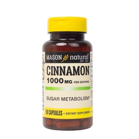 Mason Natural Cinnamon 1000mg - Hỗ Trợ Kiểm soát Đường Huyết Hiệu Quả Cho Người Bị Tiểu Đường