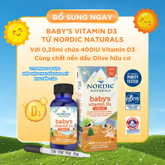 D3 Nordic Naturals Chính Hãng, Bổ Sung Vitamin D3 Cho Trẻ Sơ Sinh Giúp xương Chắc Khỏe