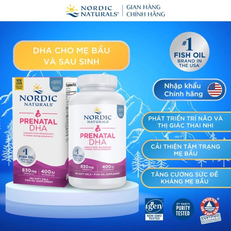 DHA Cho Bà Bầu Nordic Naturals Prenatal DHA - Lựa Chọn Hàng Đầu Cho Sự Phát Triển Của Thai Nhi