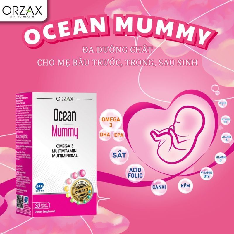 Ocean Mummy - Bổ Sung Omega 3 Và Vitamin Thiết Yếu Cho Mẹ Bầu, Hộp 30 Viên