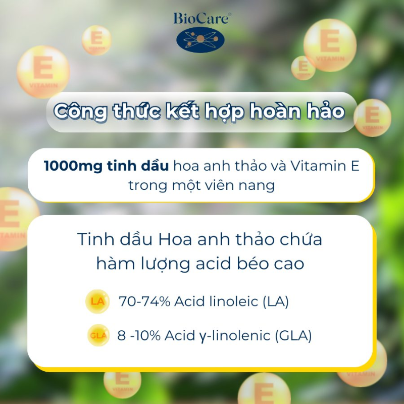Tinh Dầu Hoa Anh Thảo BioCare - Hỗ Trợ Cân Bằng Nội Tiết Từ Anh Quốc, Hộp 30 Viên