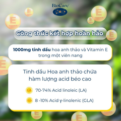 Tinh Dầu Hoa Anh Thảo BioCare - Hỗ Trợ Cân Bằng Nội Tiết Từ Anh Quốc, Hộp 30 Viên