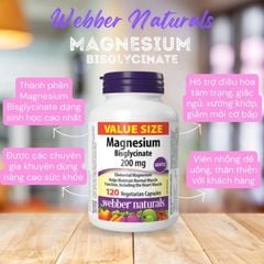 Magnesium Bisglycinate Webber Naturals, Hỗ Trợ Giảm Căng Thẳng Và Cải Thiện Giấc Ngủ