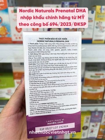 DHA Cho Bà Bầu Nordic Naturals Prenatal DHA - Lựa Chọn Hàng Đầu Cho Sự Phát Triển Của Thai Nhi