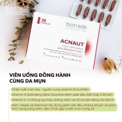 Viên uống Biotrade Acnaut - Giảm mụn, kiềm dầu hiệu quả từ men bia & vitamin