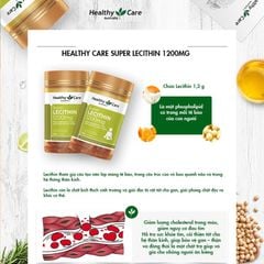 Mầm Đậu Nành Lecithin Healthy Care - Hỗ trợ giảm cholesterol, tăng cường chức năng gan, hộp 100 viên