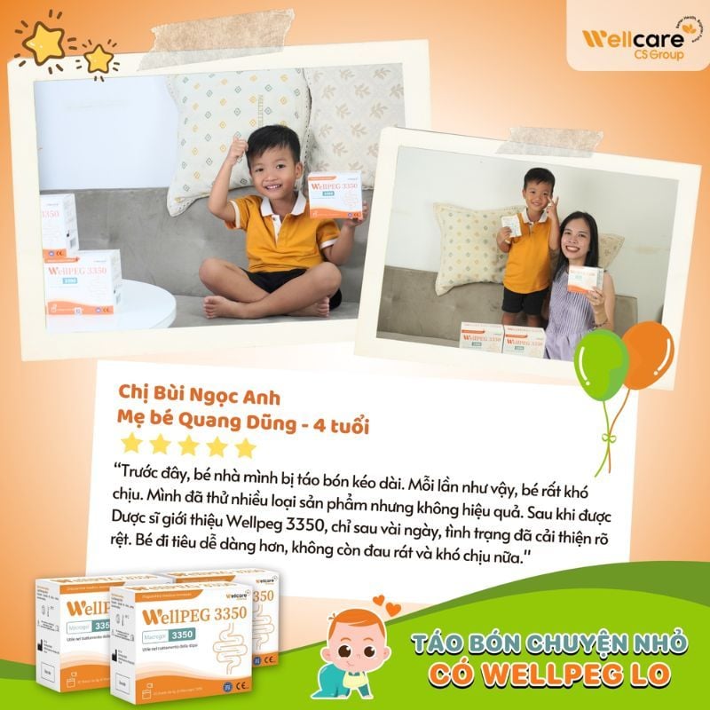 Bột nhuận tràng WellPEG 3350 giúp giảm táo bón an toàn và hiệu quả cho trẻ em và người lớn (Hộp 30 gói)