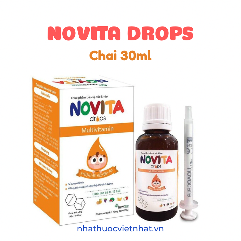 Vitamin Novita Drops - Bổ sung vitamin tổng hợp, hỗ trợ tăng đề kháng cho trẻ từ 0 tháng tuổi (Novita Plus Mẫu Mới)