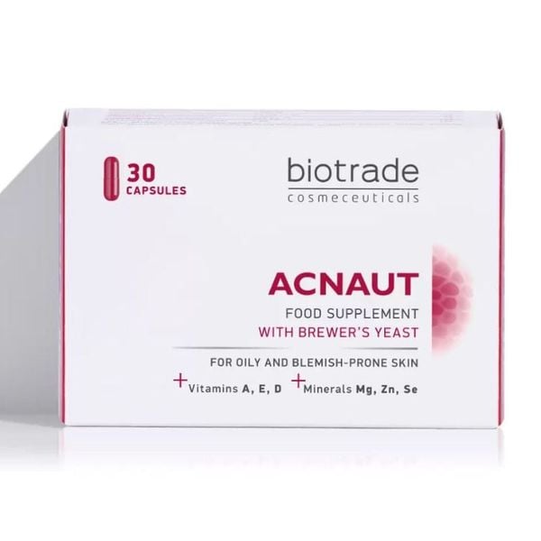 Viên uống Biotrade Acnaut - Giảm mụn, kiềm dầu hiệu quả từ men bia & vitamin