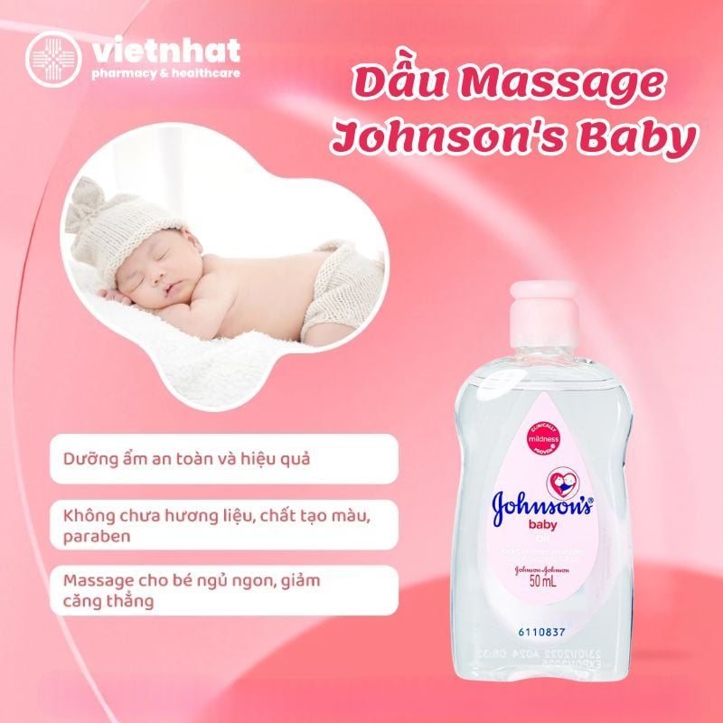 Dầu Massage Johnson's Baby Cho Trẻ Sơ Sinh - Chăm Sóc Toàn Diện Cho Làn Da Bé Yêu, Chai 50ml