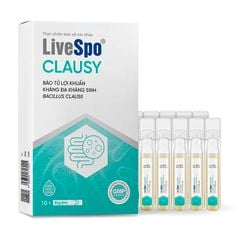 LiveSpo Clausy, bào tử lợi khuẩn kháng đa kháng sinh, cân bằng hệ vi sinh vật đường ruột, hộp 10 ống