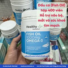 Dầu cá Healthy Care Fish Oil 1000mg Omega 3 - Bí quyết duy trì sức khỏe tim mạch và não bộ, lọ 400 viên