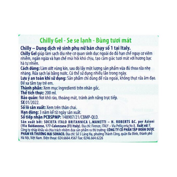 Dung dịch vệ sinh phụ nữ Chilly delicato