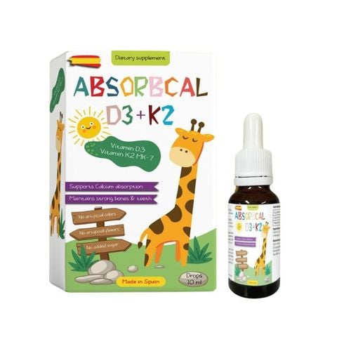 Absorbcal D3K2 - Giải Pháp Tối Ưu Bổ Sung Vitamin D3, K2 MK7 Cho Trẻ Từ Châu Âu, Chai 10ml