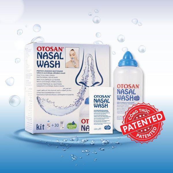 Bộ rửa xoang mũi Otosan Nasal Wash (1 kít + 30 gói) làm sạch sâu, hồi phục chứng viêm mũi dị ứng