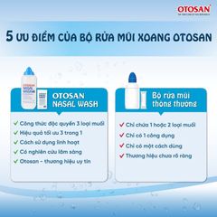 Bộ rửa xoang mũi Otosan Nasal Wash (1 kít + 30 gói) làm sạch sâu, hồi phục chứng viêm mũi dị ứng