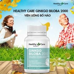 Ginkgo Biloba 2000 Healthy Care Từ Úc - Giảm Đau Đầu, Chóng Mặt và Mất ngủ, Hộp 100 Viên