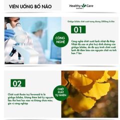 Ginkgo Biloba 2000 Healthy Care Từ Úc - Giảm Đau Đầu, Chóng Mặt và Mất ngủ, Hộp 100 Viên