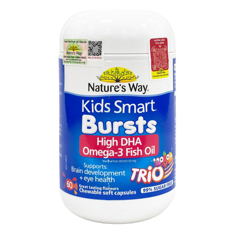 Kids Smart Bursts High DHA Trio - Kẹo Dẻo Bổ Sung DHA và EPA Cho Trẻ Phát Triển Trí Não và Thị Lực, Hộp 60 Viên