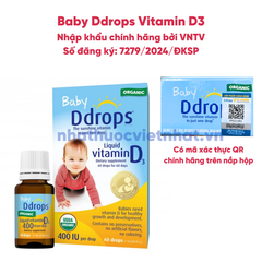 Baby Ddrops Vitamin D3 - Vitamin D3 thuần nhỏ giọt cho trẻ sơ sinh, lọ 90 giọt (90 ngày), nhập khẩu chính hãng.
