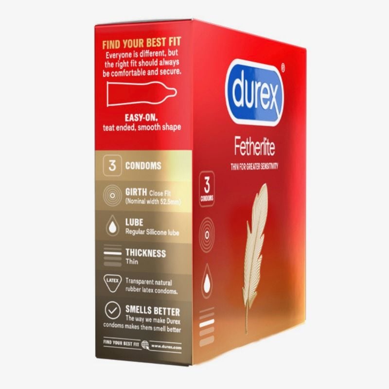 Bao cao su Durex Fetherlite siêu mỏng, ôm khít vừa vặn, size 52mm