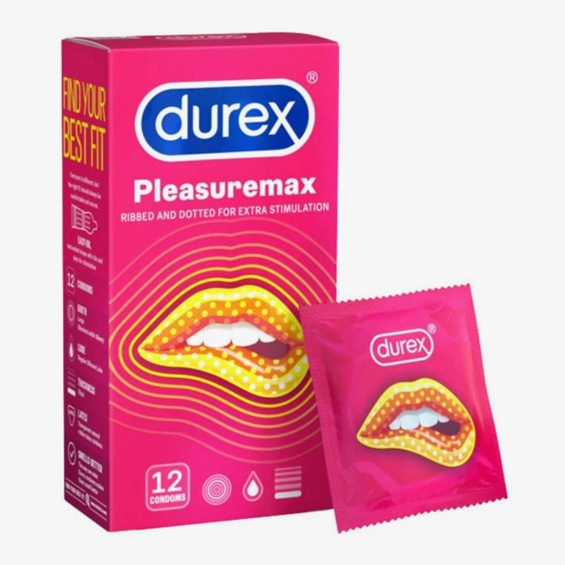 Bao cao su Durex Pleasuremax có gân và gai (chấm nổi), size 56mm