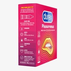 Bao cao su Durex Pleasuremax có gân và gai (chấm nổi), size 56mm