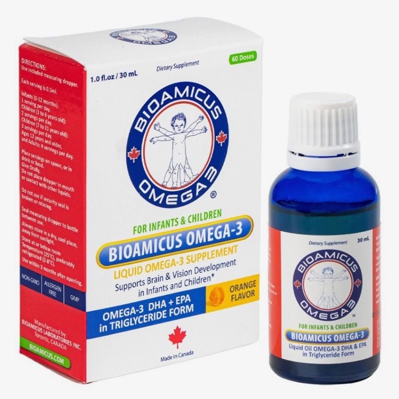 BioAmicus Omega 3 - DHA nhỏ giọt cho trẻ sơ sinh, không tanh, vị ngon, nhập khẩu Canada