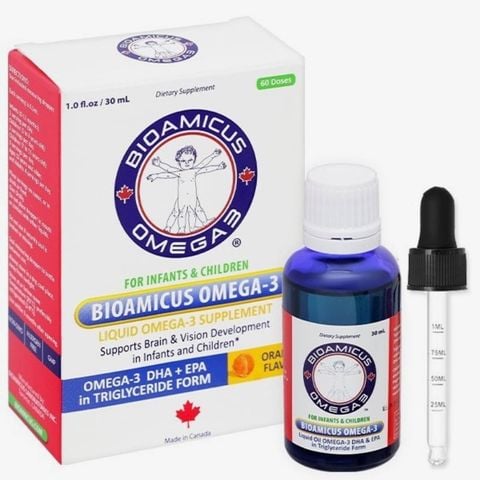 BioAmicus Omega 3 - DHA nhỏ giọt cho trẻ sơ sinh, không tanh, vị ngon, nhập khẩu Canada
