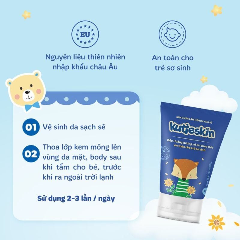 Kem Kutieskin dưỡng ẩm giúp làm mềm da cho bé, giảm khô ngứa, nứt nẻ da (màu xanh đậm)