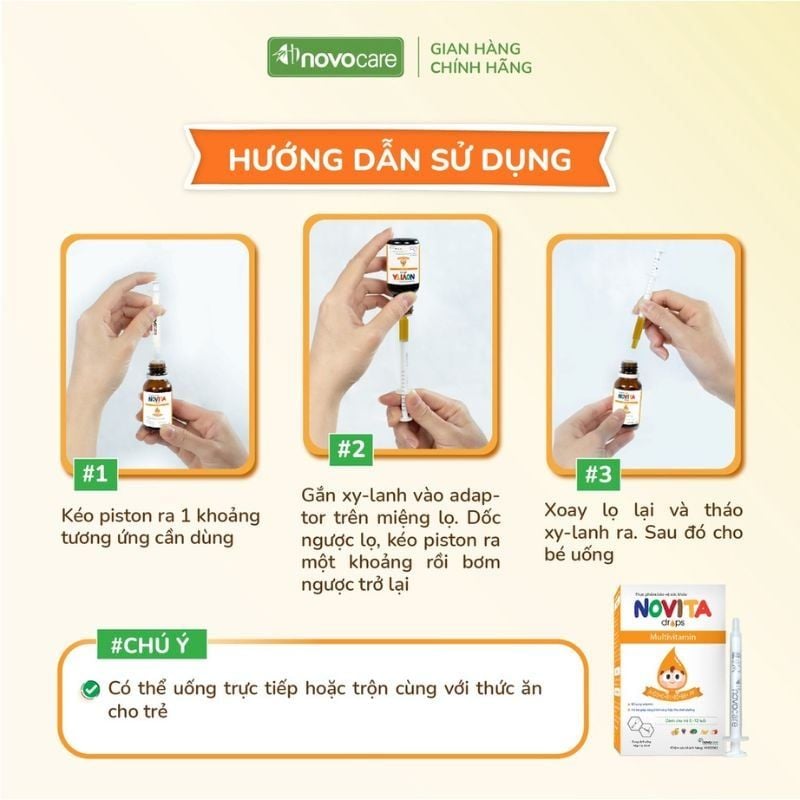 Vitamin Novita Drops - Bổ sung vitamin tổng hợp, hỗ trợ tăng đề kháng cho trẻ từ 0 tháng tuổi (Novita Plus Mẫu Mới)