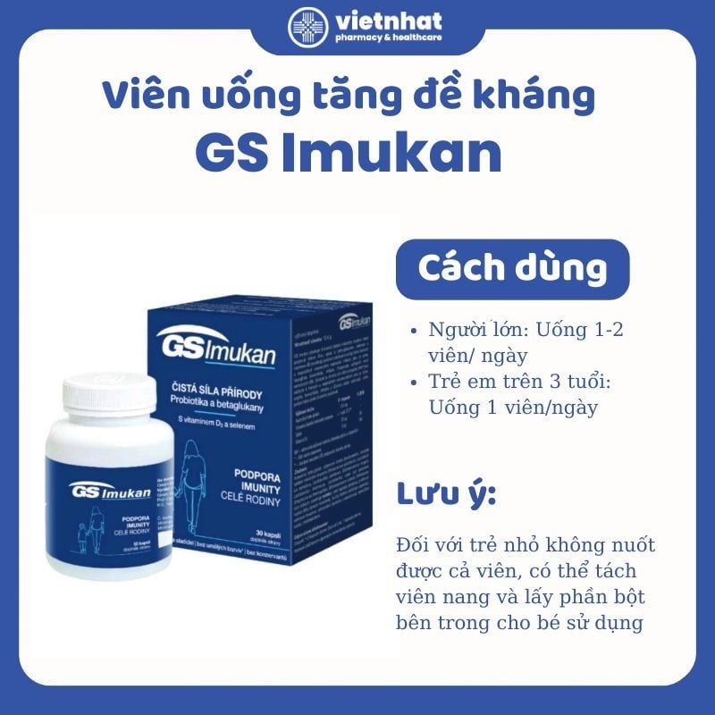 Viên uống GS Imukan bổ sung lợi khuẩn, tăng đề kháng trẻ em và người lớn, hộp 30 viên