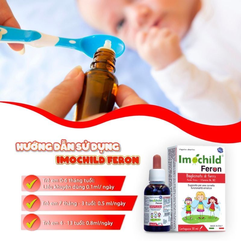 Imochild Feron - Giải Pháp Bổ Sung Sắt Hữu Cơ , An Toàn Hiệu Quả Cho Trẻ Sơ Sinh Và Trẻ Nhỏ, chai 30ml