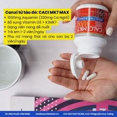 Calci MK7 Max - Bổ sung canxi hữu cơ từ tảo biển đỏ, kết hợp với vitamin D3 và K2MK7, hộp 60 viên