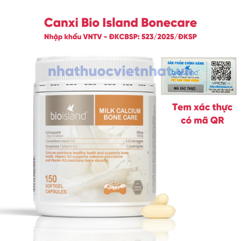 Bio Island Viên Uống Bổ Sung Canxi Milk Calcium Bone Care 150 Viên (cho người lớn, bà bầu, sau sinh) - Nhập khẩu chính hãng.