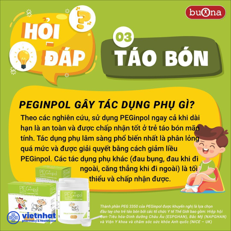 Bột nhuận tràng PEGinpol Buona - Giải Pháp Hiệu Quả Cho Trẻ Bị Táo Bón, nhập khẩu từ Ý
