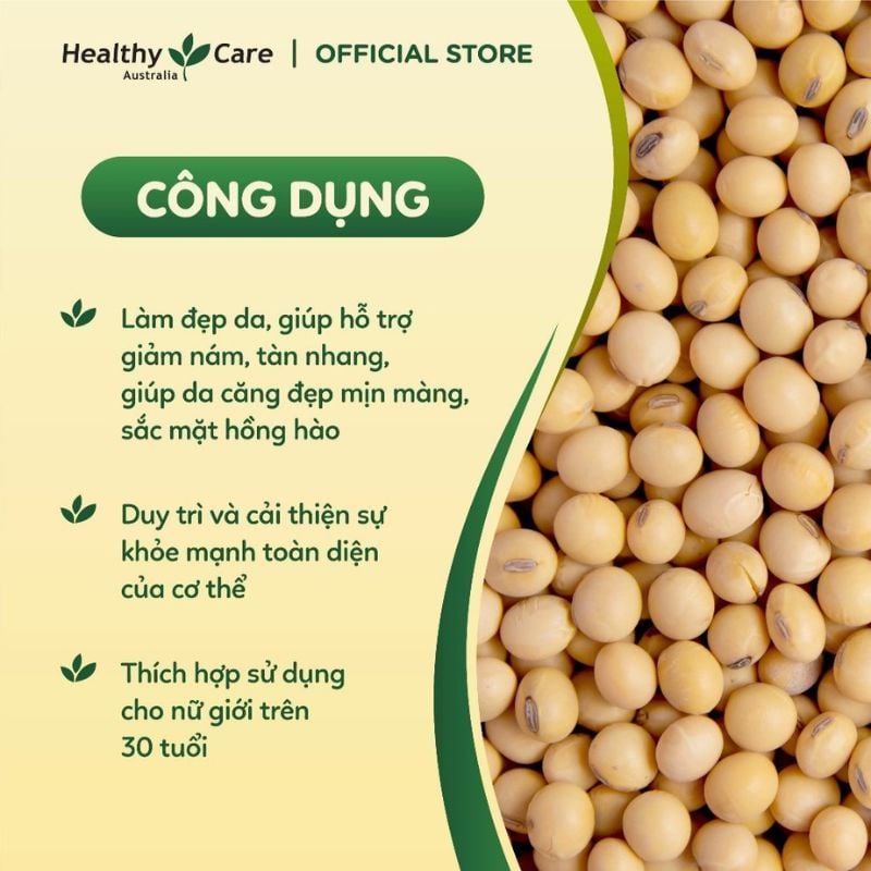 Mầm Đậu Nành Lecithin Healthy Care - Hỗ trợ giảm cholesterol, tăng cường chức năng gan, hộp 100 viên