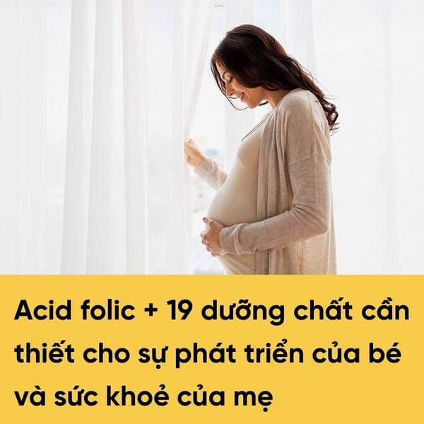 Bổ bầu Prenatal Acid Folic DHA của Narure Made Mỹ cung cấp acid folic là 19 vitamin và khoáng chất thiết yếu cho thai kỳ