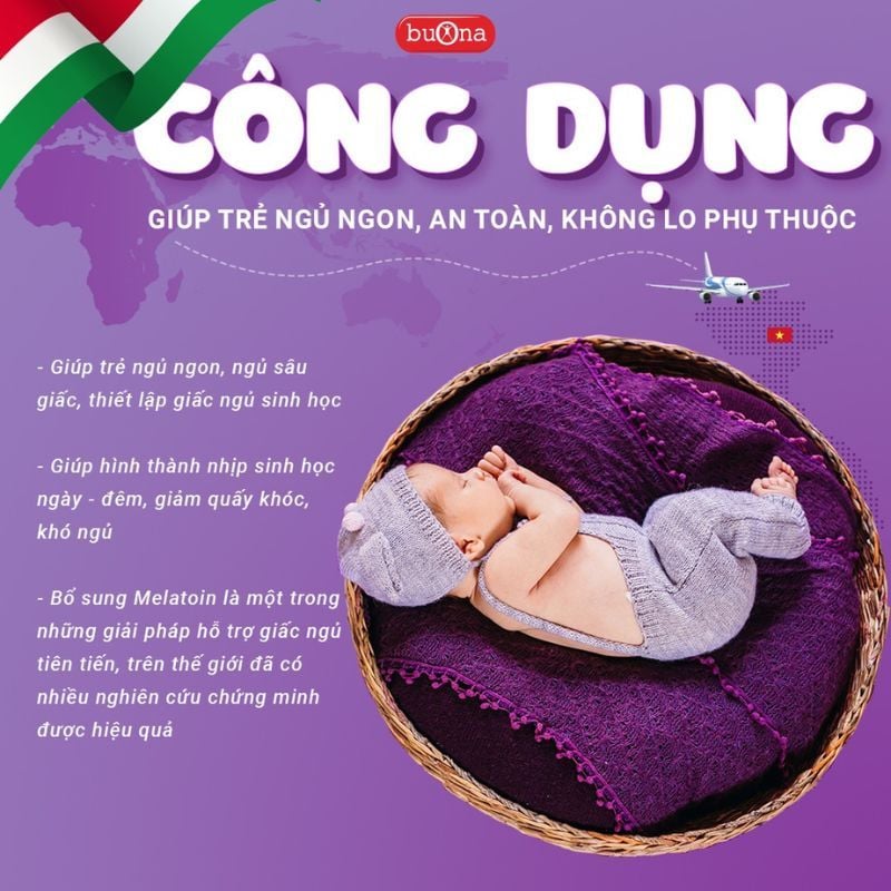 Buona Circadiem – Bổ sung Melatonin tinh khiết hỗ trợ ngủ ngon ở trẻ em và người lớn