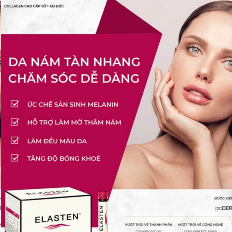 Collagen thuỷ phân Elasten làm đẹp và trẻ hoá làn da số 1 của Đức, hộp 28 ống uống 28 ngày