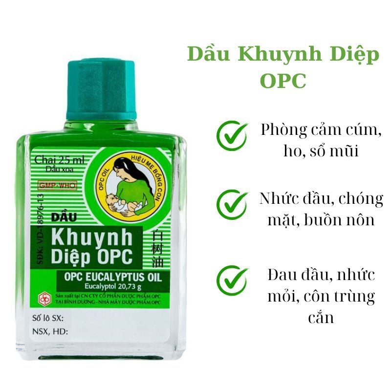 Dầu Khuynh Diệp OPC hỗ trợ cảm cúm, sổ mũi, nghẹt mũi (25ml)
