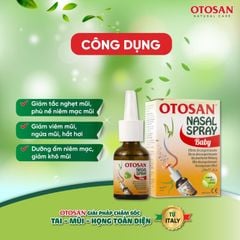 Xịt mũi Otosan Nasal Spray Baby - Hỗ trợ giảm nghẹt mũi, viêm mũi cho bé, nhập khẩu từ Ý
