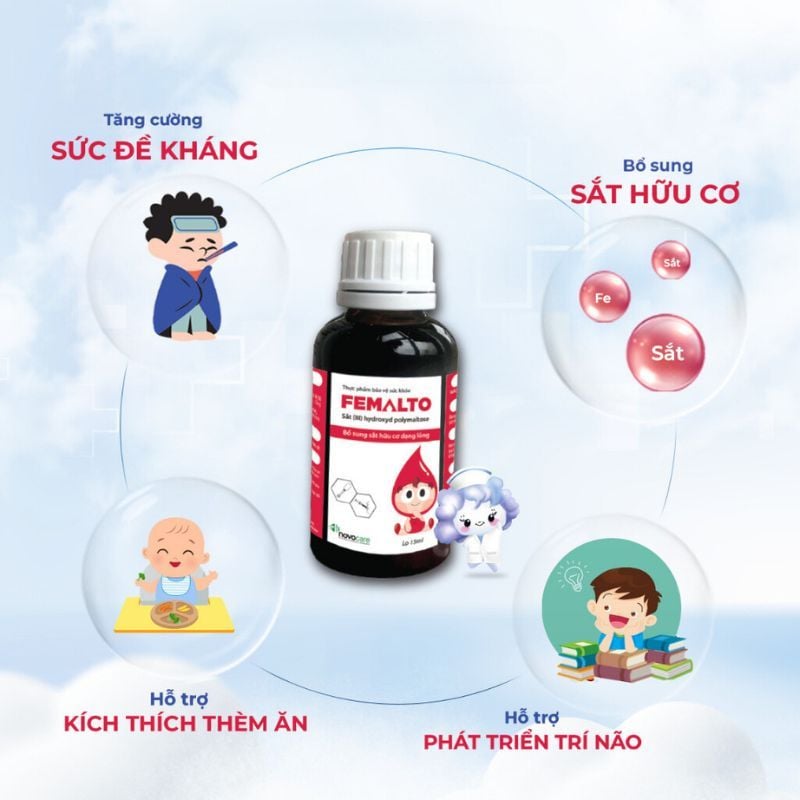 Femalto sắt nhỏ giọt cho bé - Giải pháp bổ sung sắt hiệu quả, an toàn cho bé từ 0 tháng tuổi (chai 15ml)
