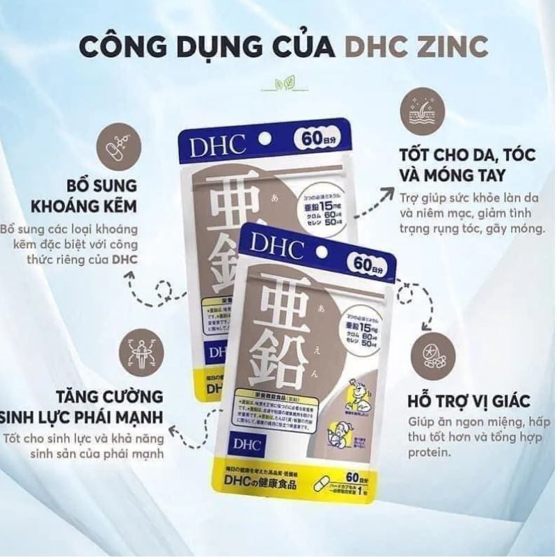 Viên Uống Bổ Sung Kẽm DHC (DHC Zinc) Giúp Ngăn Ngừa Mụn Trứng Cá Hiệu Quả