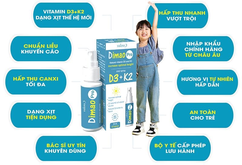 Dimao Pro Oral Spray - Bổ sung D3K2 dạng xịt nhập châu Âu, dùng được cho trẻ sơ sinh