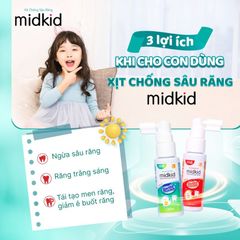 Xịt chống sâu răng Midkid - Giải pháp ngừa sâu răng, giảm ố vàng và làm sạch khoang miệng cho trẻ, chai 30ml