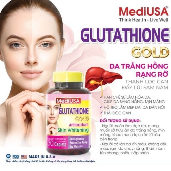 nhathuocvietnhat.vn - Viên Uống Trắng da MediUSA Glutathione Gold - Bí Quyết Cho Làn Da Trắng Sáng, Rạng Ngời